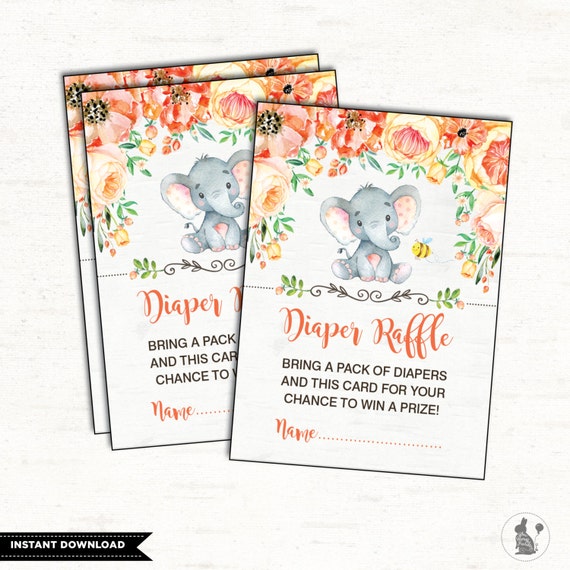 Free Elephant Diaper Raffle Printables
