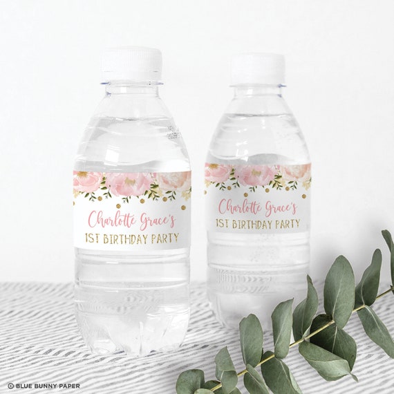 Bluey Pink Party Water Bottle Labels Printable