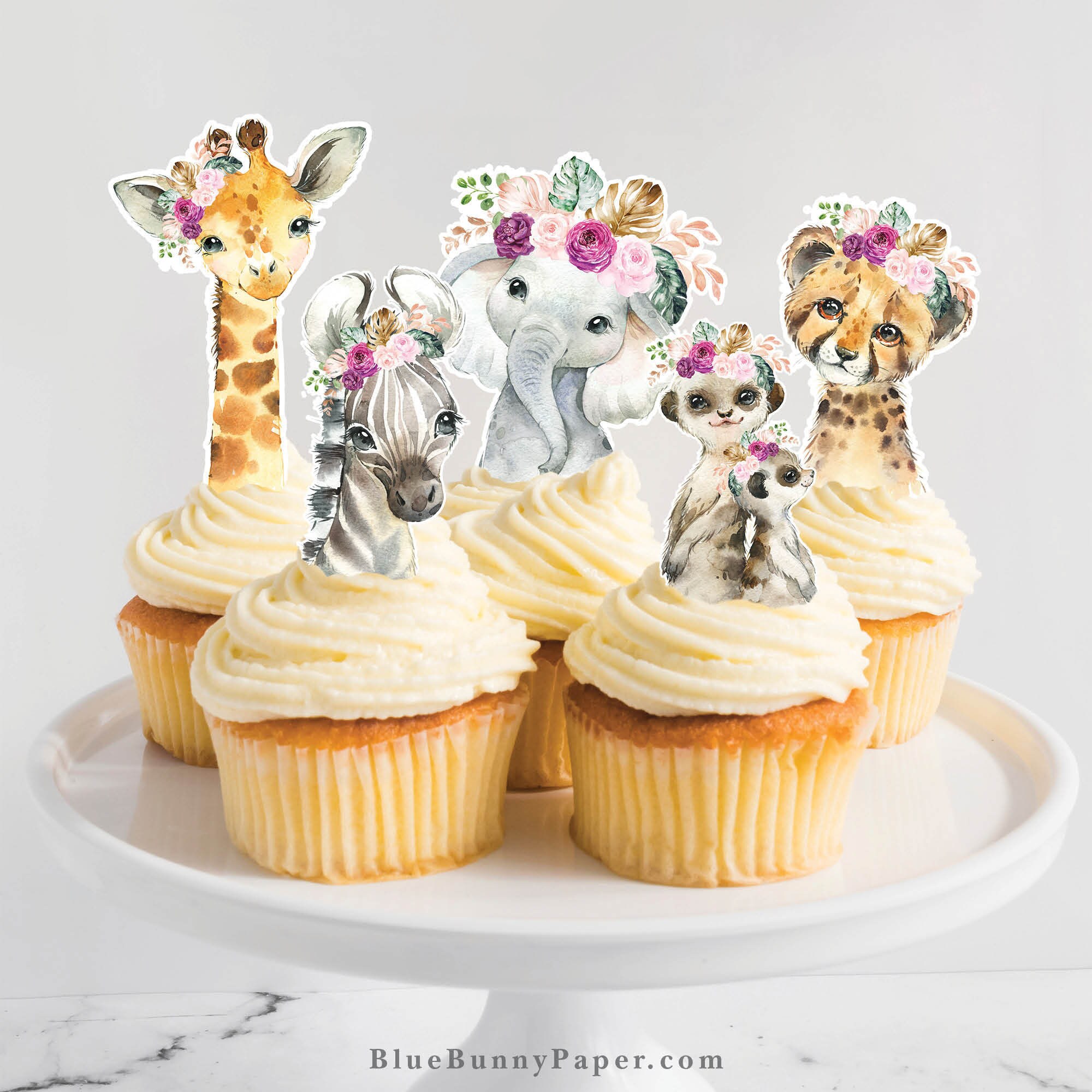 Boho Jungle Cupcake Toppers Girl Safari Animals Baby Shower Etsy
