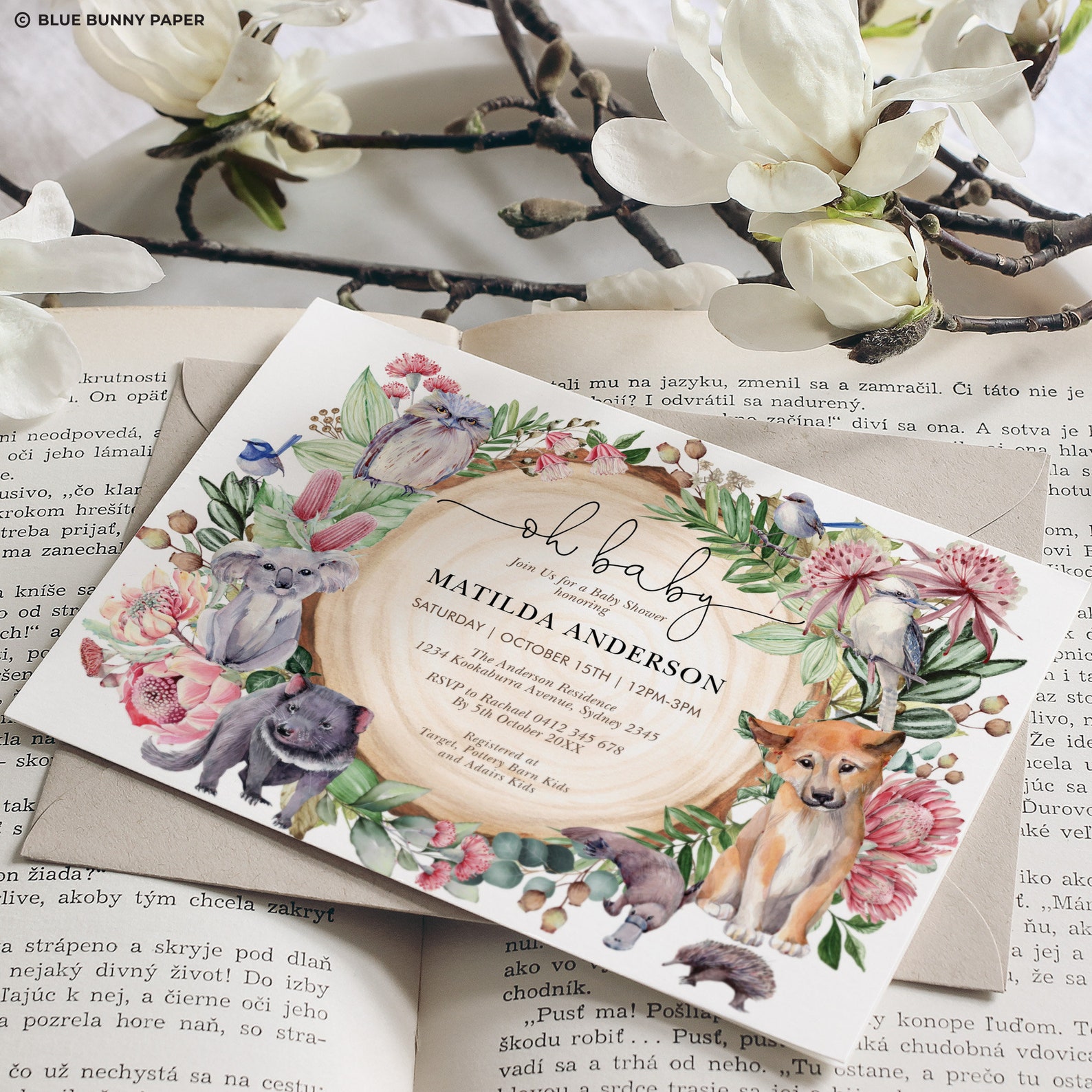 Australian Animals Baby Shower Invitation Native Blush Red Etsy Canada