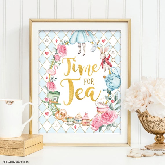 Alice in Wonderland Time for Tea 1st Birthday Blue Decor