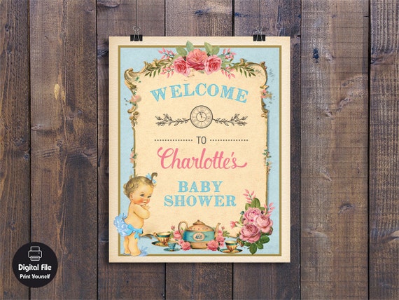 Onederland Welcome Sign Decorations Tea Party Sign Alice in Wonderland Welcome Sign Baby Shower EDITABLE Welcome Sign Tea Party Decor