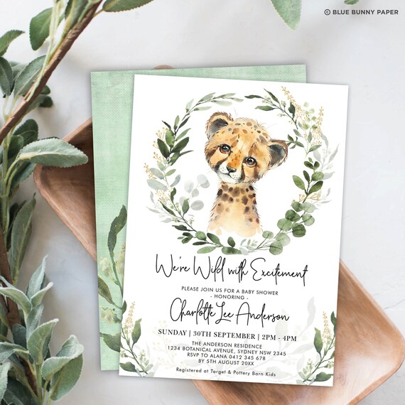 Editable Cheetah Baby Shower Invitation Safari Leopard Printable  Editable Cheetah Baby Shower Invitation Safari Leopard Printable