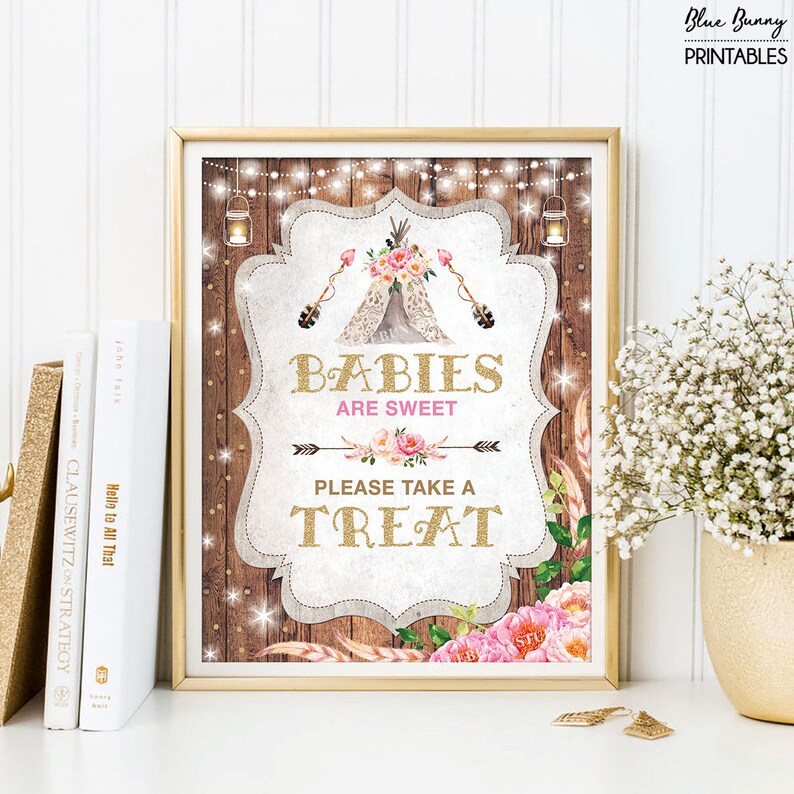 Rustic Boho Floral Baby Shower Favors Sign. Babies Are Sweet Etsy
