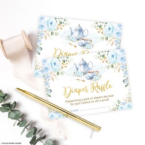 Teacup Raffle Blue Tea Party Diaper Raffle Printable, Boy Baby Shower, A Baby is ...