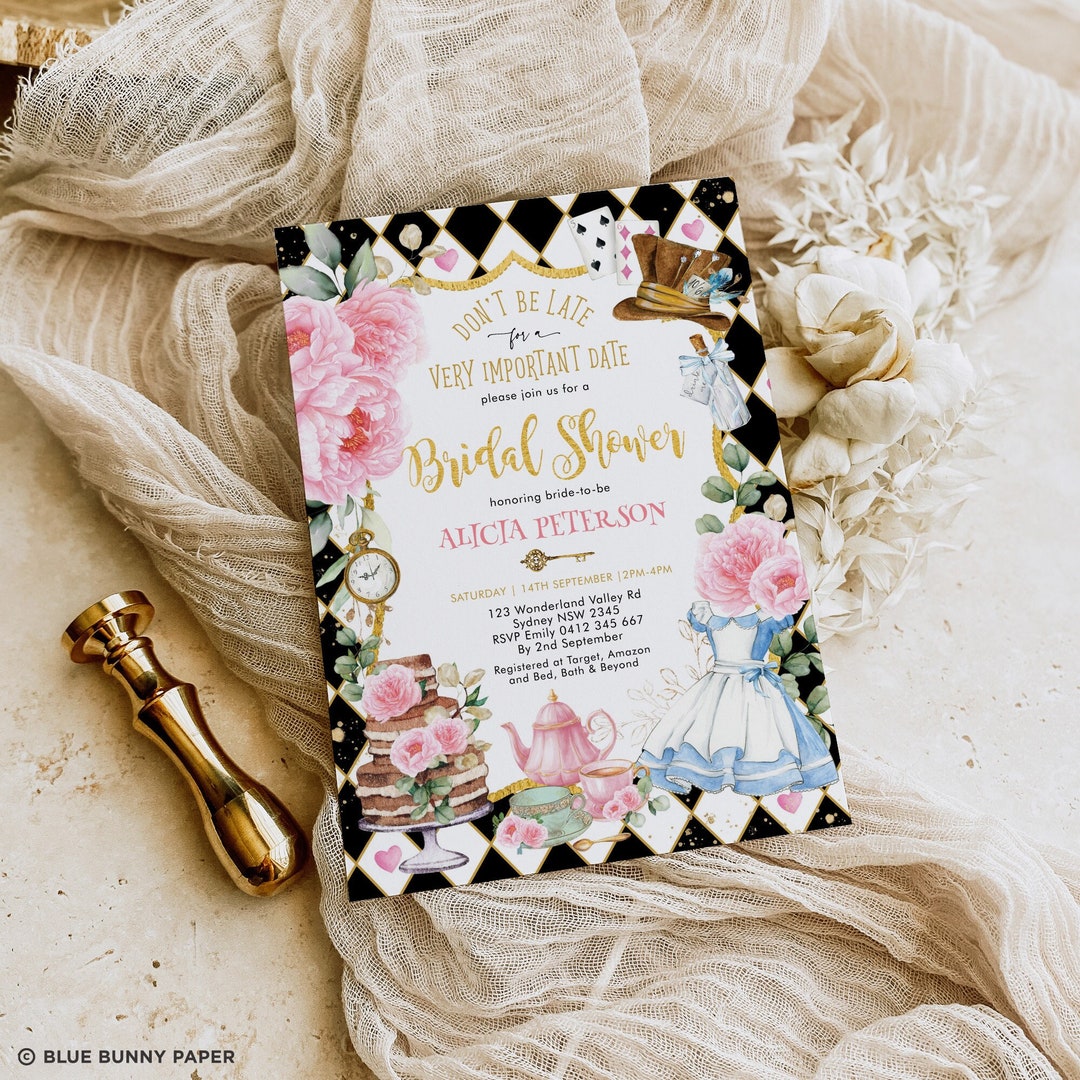 Alice in Wonderland Bridal Shower Invitation, Mad Hatter Tea Party