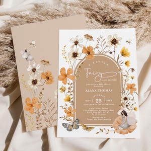 Editable Fall Fairy Baby Shower Invitation, Watercolor Earth Tone Floral Shower Invite, Fall in Love Gender Neutral Baby Shower Template FA7