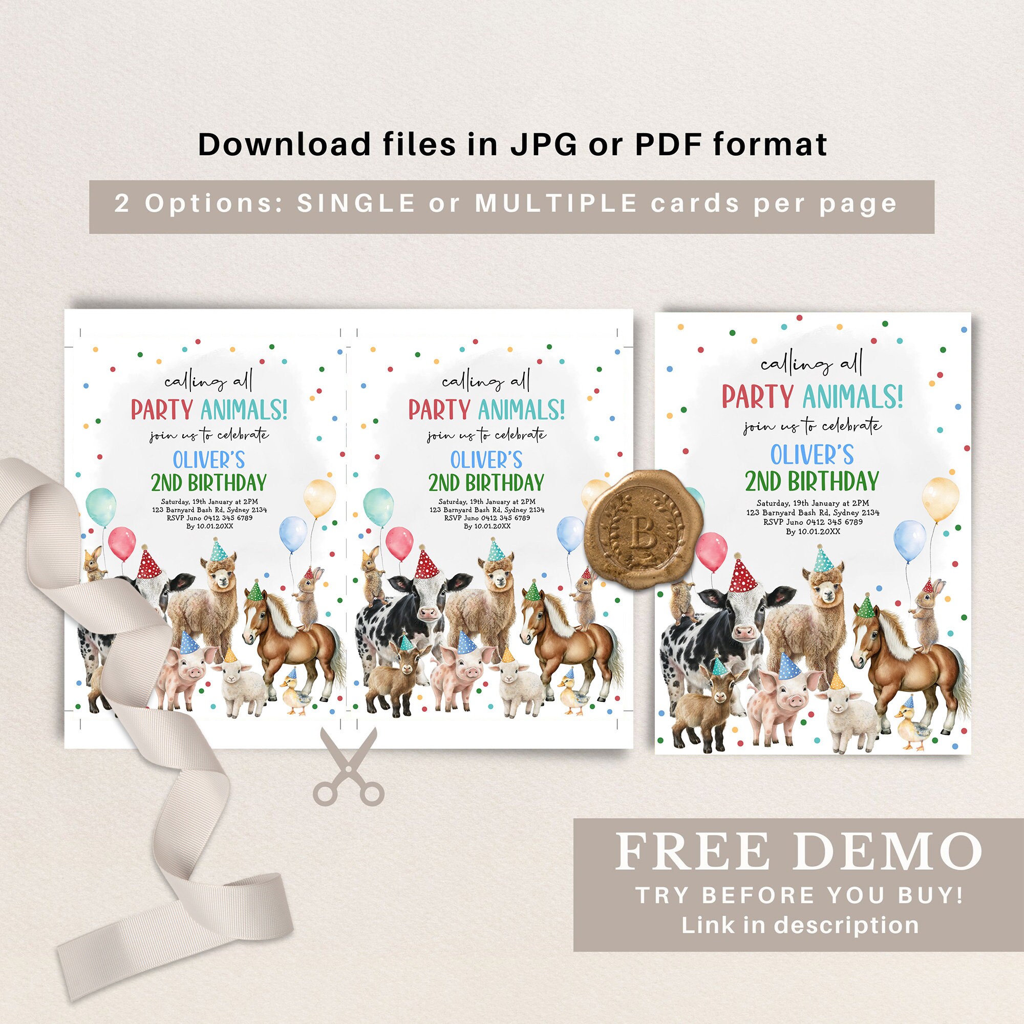 Farm Animals Birthday Invitation Barnyard Bash Party Animals Birthday ...