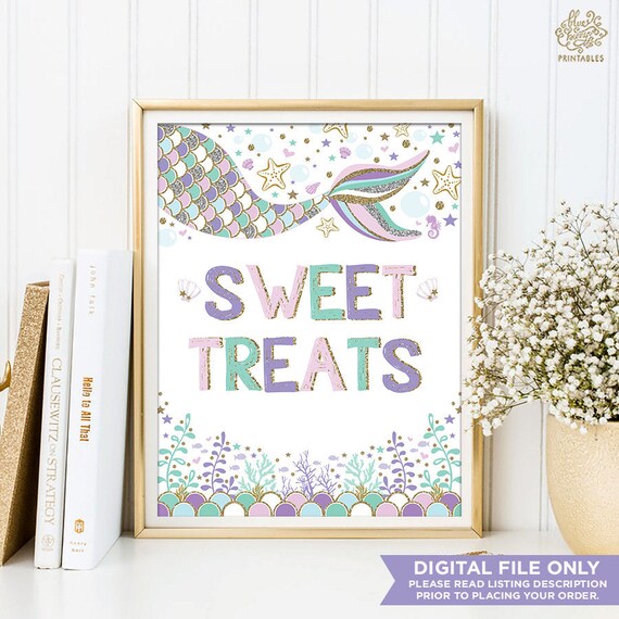 Mermaid Sweet Treats Sign. Mermaid Candy Bar Printable Download. Under the Sea Birthday Party. Beach Ocean Baby Shower Decoration. MER7 Il_570xn