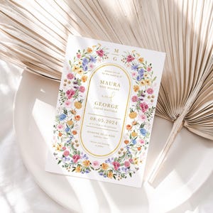 Wildflower Wedding Invitation: Garden Flowers Spring Floral (Digital Download, 5x7 Editable Template) FLO2