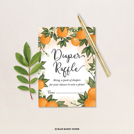 Citrus Diaper Raffle Card. Orange Baby Shower Printable. Little Cutie Clementine Greenery. Sweet Summer Fruit INSTANT DOWNLOAD. OR1 Il_570xn