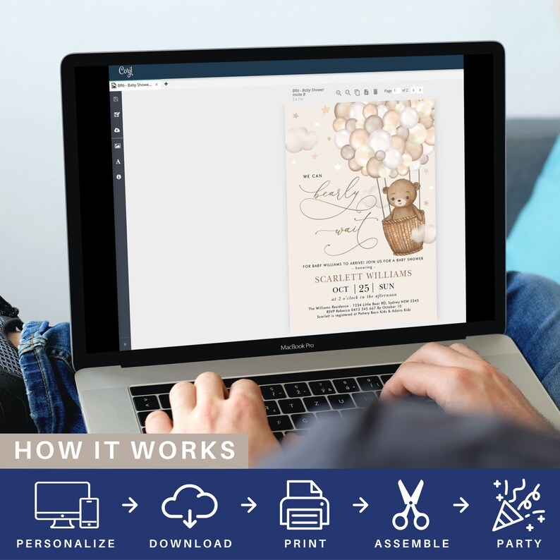 We Can Bearly Wait Baby Shower Invitation Bundle, EDITABLE Teddy Bear