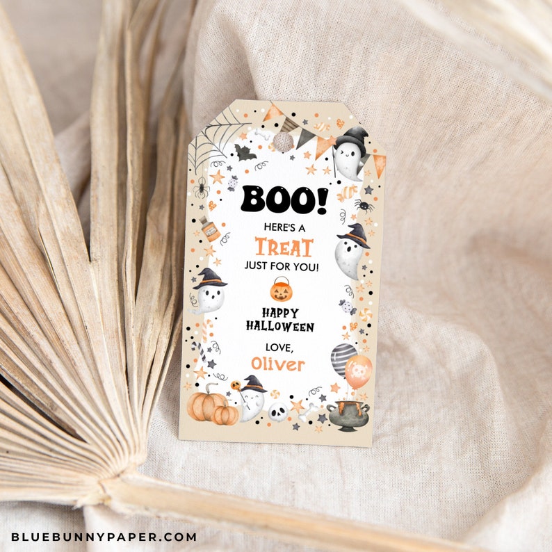 Editable Halloween Favor Tags Template Cute Ghost Trick or Treat Gift ...