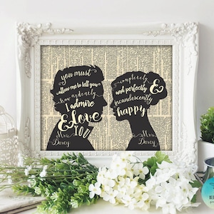 CITA DE JANE AUSTEN. Cita de orgullo y prejuicio. Signo de boda del señor y la señora. Regalos de Jane Austen. Imprimible. Mural. Regalo de aniversario romántico