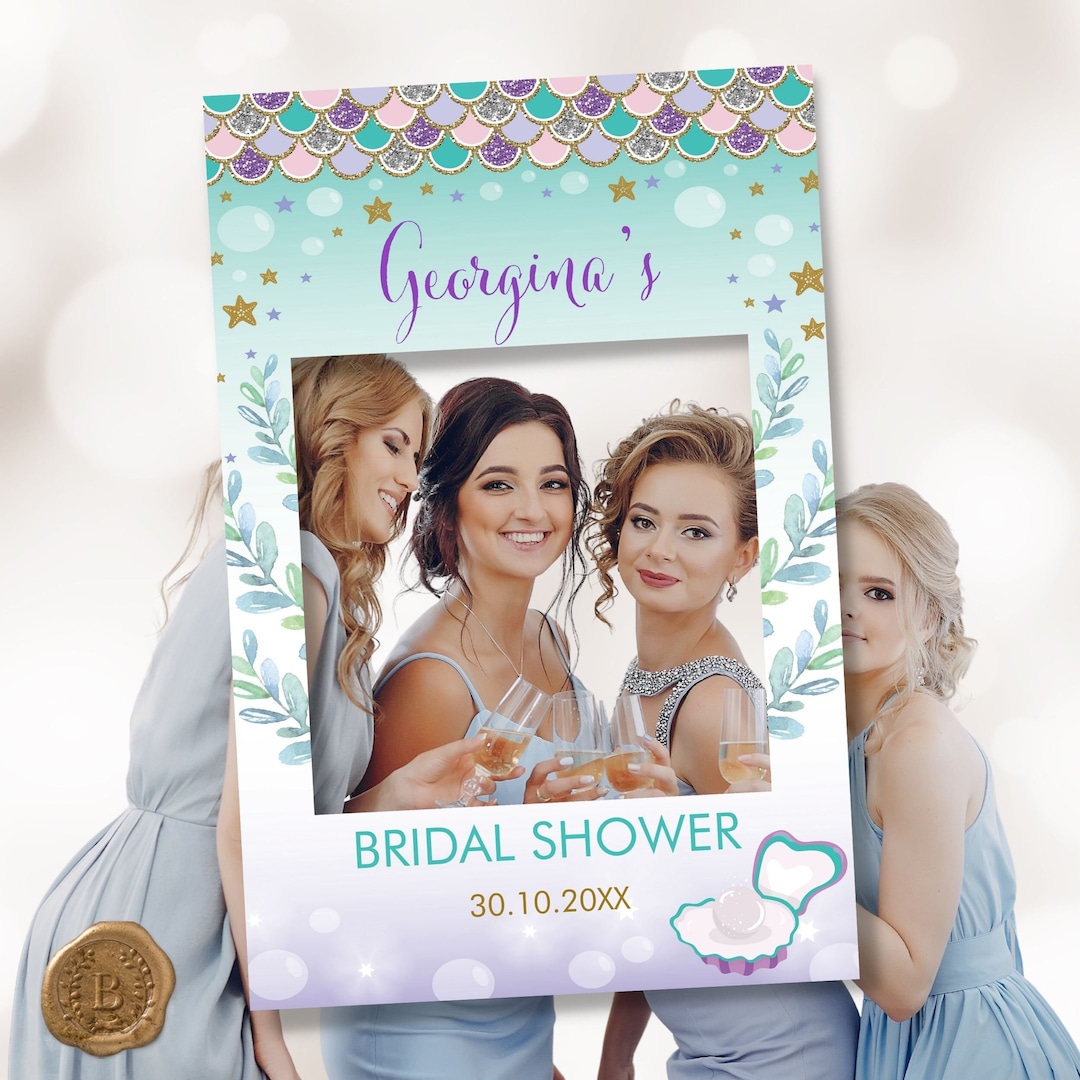 EDITABLE Mermaid Photo Booth Frame Selfie Photo Booth Sign, Beach