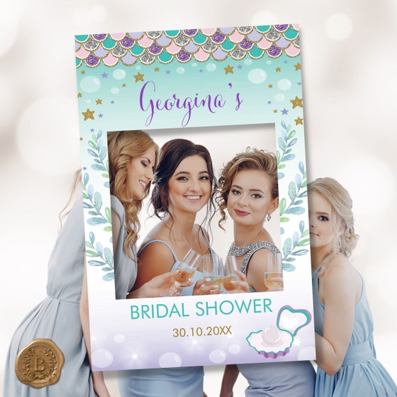 EDITABLE Mermaid Photo Booth Frame Selfie Photo Booth Sign, Beach Bridal Shower Under the Sea Party 24x36 Social Media Instant Download MER4 Il_570xn