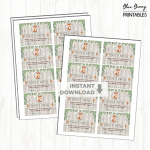 FOX DIAPER Raffle Printable. Woodland Baby Shower. Baby Boy Raffle ...