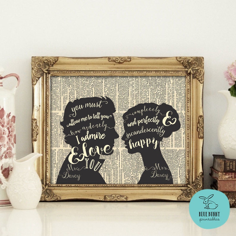 JANE AUSTEN QUOTE. Pride and Prejudice Quote. Mr and Mrs Wedding Sign. Jane Austen Gifts. Printable. Wall Art. Romantic Anniversary Gift image 2