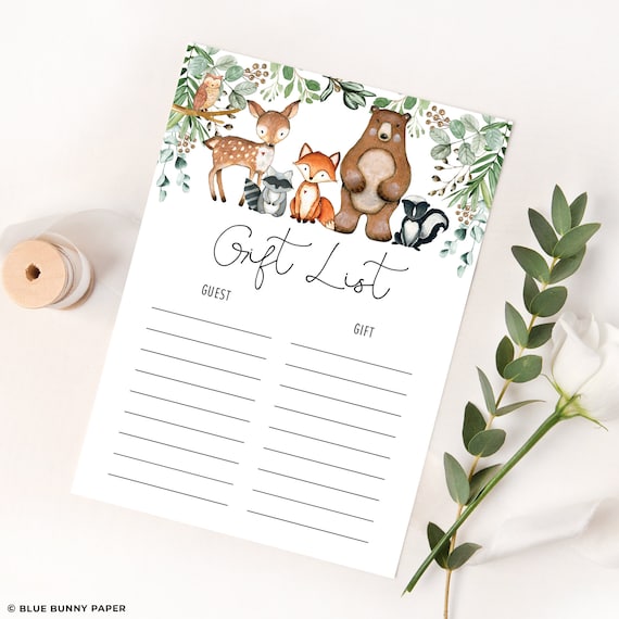 Woodland Gift List Printable Card Greenery Forest Animals - Etsy Hong Kong Woodland Gift List Printable Card Greenery Forest Animals - Etsy Hong Kong