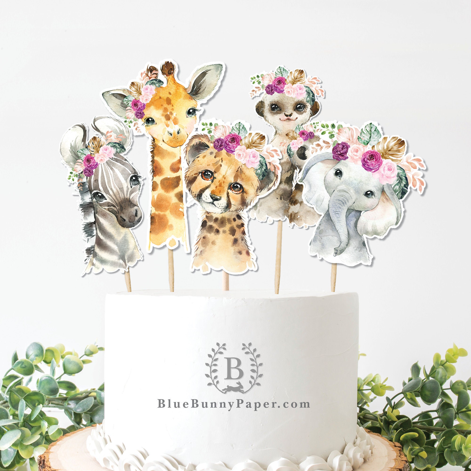 Boho Jungle Cupcake Toppers Girl Safari Animals Baby Shower Etsy