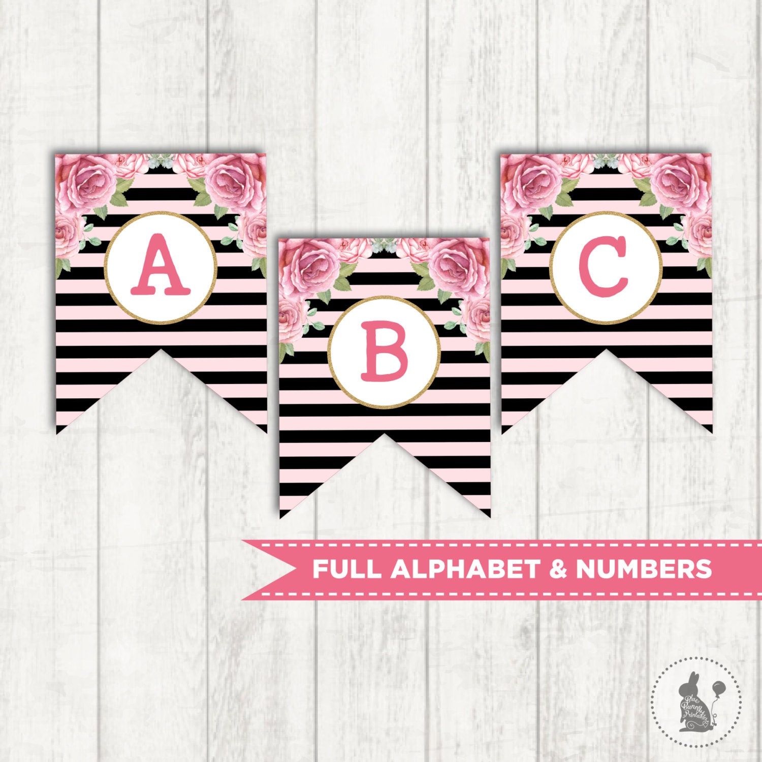 floral printable banner all letters numbers instant etsy singapore