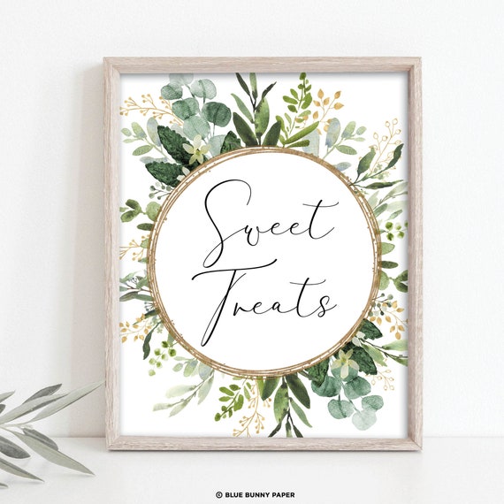 Sweet Treats Greenery Bridal Shower, Eucalyptus Gold Baby Shower ...