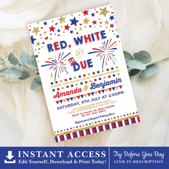 4th of july baby shower invitations