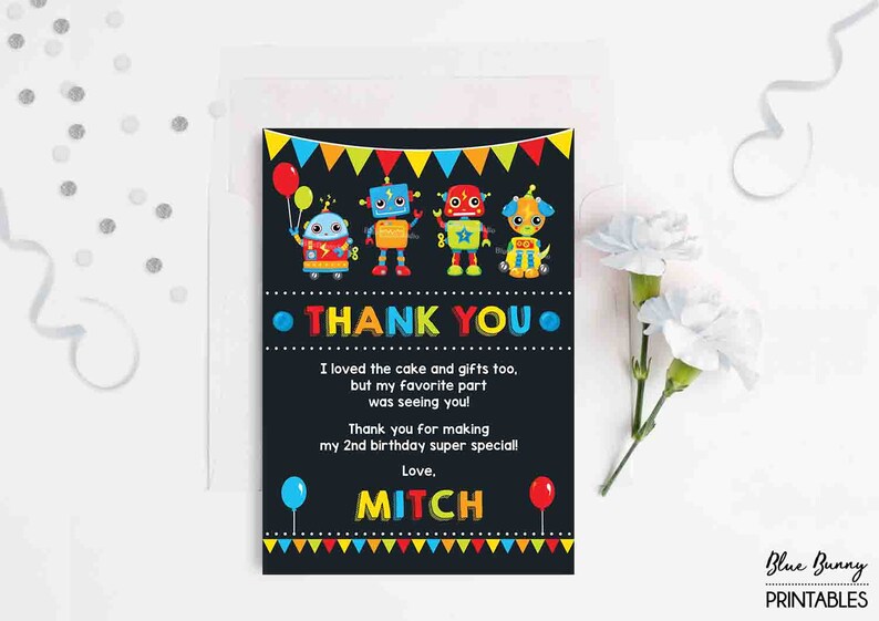 Photo Thank You Card ROB1 Birthday Thank You Note Digital ...