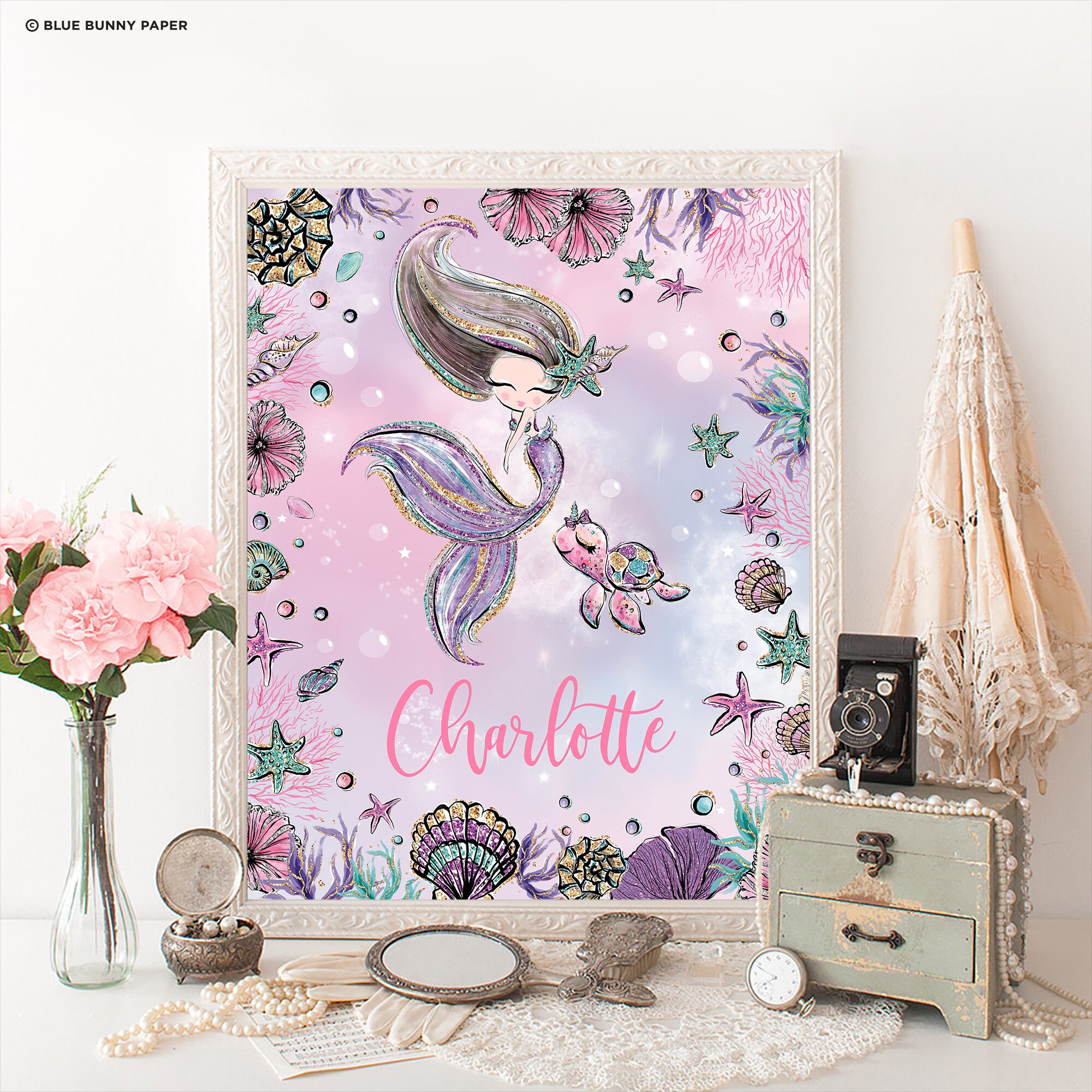 Mermaid Nursery Decor, Mermaid Girls Room, Mermaid Name Sign, Under the ...
