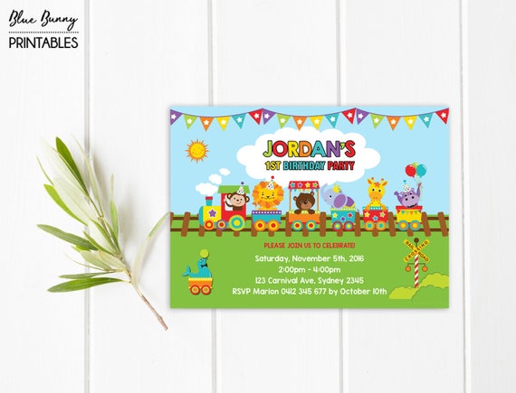 Train Birthday Invitation. Zoo Animal Carnival Circus Jungle Boys Birthday Party. Cute Transportation Kids Printable Invite. Safari. ZOO2 Il_570xn