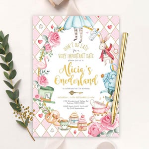 Alice in Onederland Einladung: Mad Tea Party, Geburtstag (digitaler Download) AL1