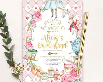 Alice in Onederland Invitation: Mad Tea Party, 1st Birthday (Digital Download) AL1