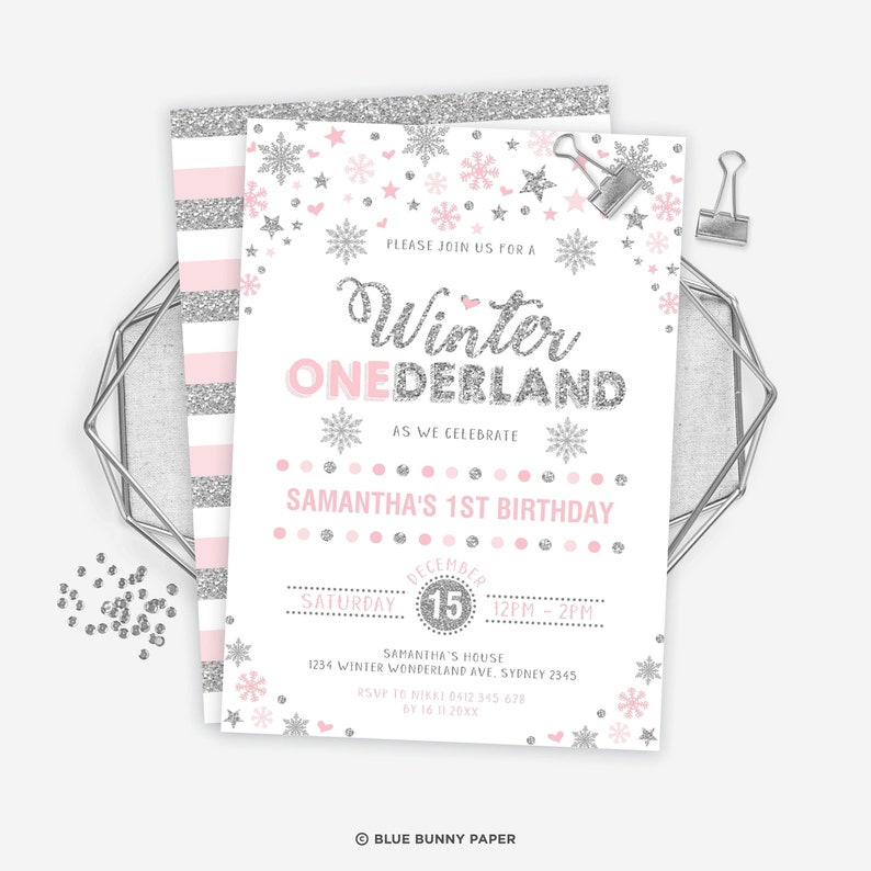 Download Snowflake Winter Onederland Invitation Christmas Girl First 1st Birthday Wonderland Printed Invitation Or Digital Winter Holiday Party Paper Invitations Announcements Safarni Org