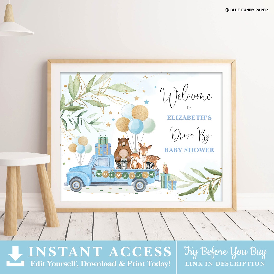 Editable Drive Thru Baby Shower Sign. Woodland Drive Etsy