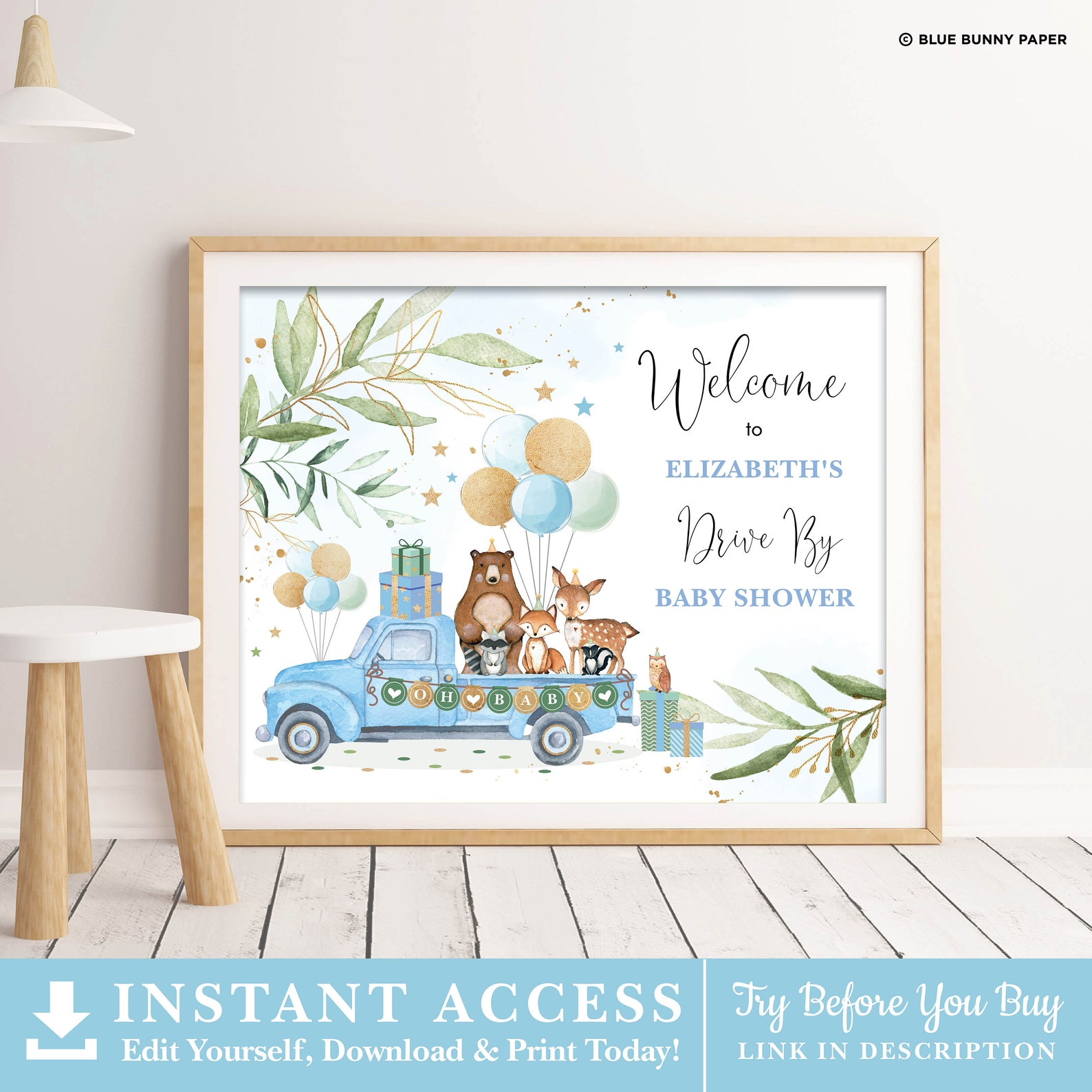 Editable Drive Thru Baby Shower Sign. Woodland Drive Etsy