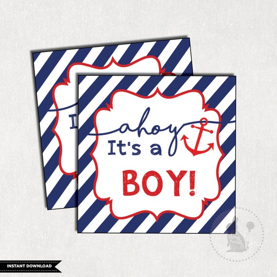 Nautical Favor Tags Baby Shower Anchor Favors Ahoy It S A Boy Thank You Navy And Red Gift Nau1