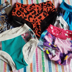 Organic Womens Underwear, Choose Your Print, Low or High Rise Knickers,  Colourful Womens Pants, Funky Womens Undies, Comfy Briefs. 