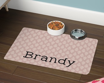 Personalized Pet Bowl Mat Dog Placemat Cute Boho Leaf Print Dog Placemats Food Mat Custom Dog Owner Pet Gifts