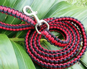 Thin Red Line Paracord Dog Leash, Thin Red Line Dog Leashes, Paracord Dog Lead, Thin Red Line 550 Paracord, Paracord Leashes, Paracord Lead