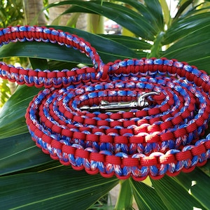 Patriotic Paracord Dog Leash, Red, White and Blue Dog Leash, Paracord Dog Leash, Custom Dog Leash, Puppy Leash, Strong Leash, Paracord Leash