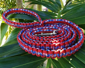 Patriotic Paracord Dog Leash, Red, White and Blue Dog Leash, Paracord Dog Leash, Custom Dog Leash, Puppy Leash, Strong Leash, Paracord Leash