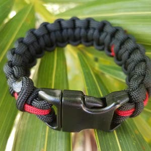 Thin Red Line Paracord Bracelet Firefighter Paracord - Etsy