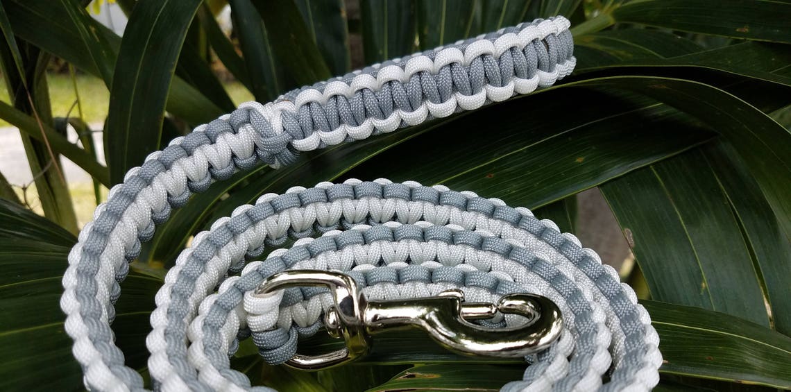 Gray and White Paracord Dog Leash Gray Dog Leashes Dog Lead Etsy