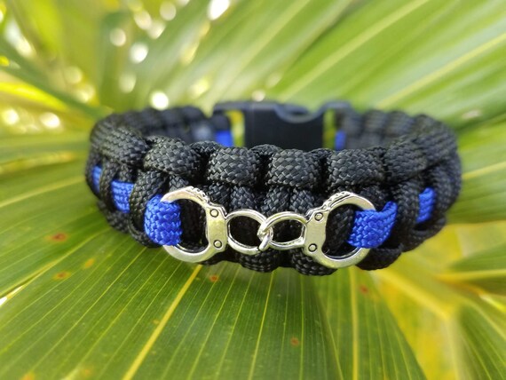 Paracord Survival Bracelet Black Thin Blue Line Police : Amazon.ca:  Clothing, Shoes & Accessories