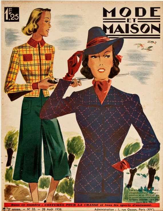 French Hunting Fashion, 1938 - Etsy French Hunting Fashion, 1938 - Etsy