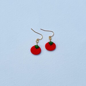 mini tomato charm polymer clay earrings | summer earrings | nickel free handmade hypoallergenic polymer clay earrings