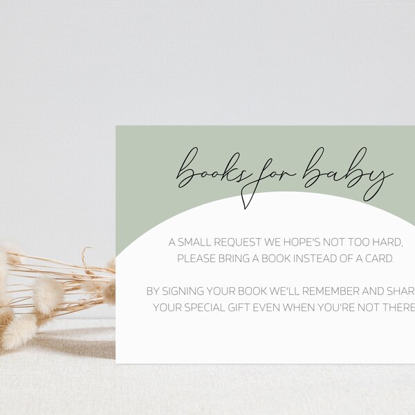 Simple Sage Green Baby Shower Books for Baby | Minimal Sage green Boho Arch baby shower Books for Baby |Gender Neutral | Digital Download A3