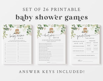 Beaver Baby Shower Game Bundle - 26 Printable Games & Activities - Woodland Creatures Baby Shower Game Package - Dam Cute Baby Beaver Theme