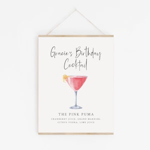 40th Birthday Party Sign - Custom Watercolor Cocktail Printable - Funny Adult Birthday Decorations - Signature Drink Sign - Custom Cocktail