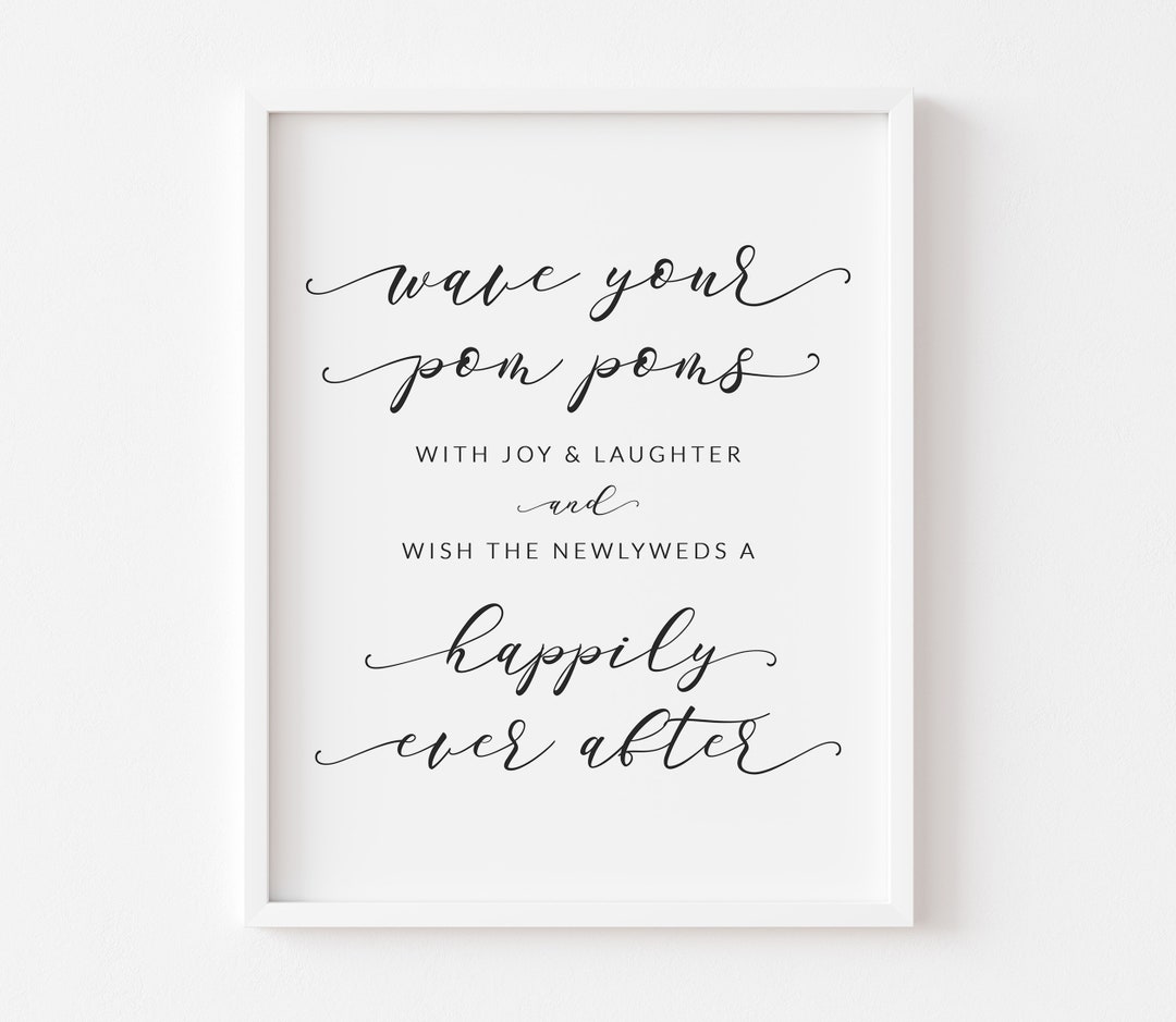 Pom Pom Wedding Exit Sign Printable Wedding Signage Wave Your Pom Poms